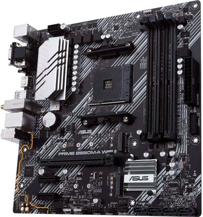 ASUS Prime B550M-A WiFi II AMD AM4 (3rd Gen Ryzen™) Micro ATX Motherboard (PCIe 4.0, WiFi 6, ECC Memory, 1Gb LAN, HDMI 2.1/D-Sub, 4K@60HZ, Addressable Gen 2 RGB Header and Aura Sync) ASUS Prime B550M-A WiFi II AMD AM4 (3rd Gen Ryzen™) Micro ATX Motherboard (PCIe 4.0, WiFi 6, ECC Memory, 1Gb LAN, HDMI 2.1/D-Sub, 4K@60HZ, Addressable Gen 2 RGB Header and Aura Sync)